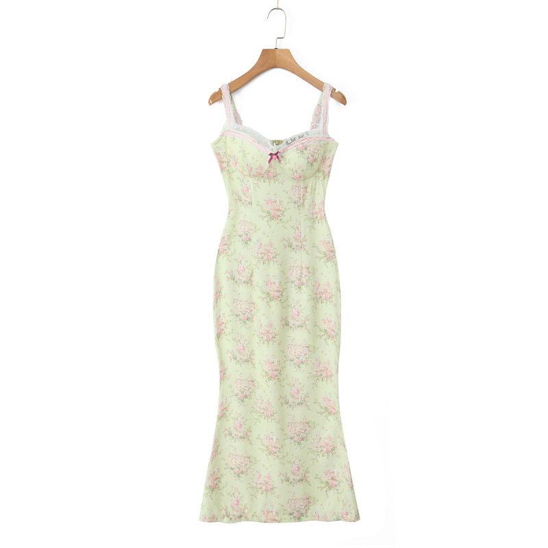 Pastoral Printed Bow Sheath Cami Dress - Image 3