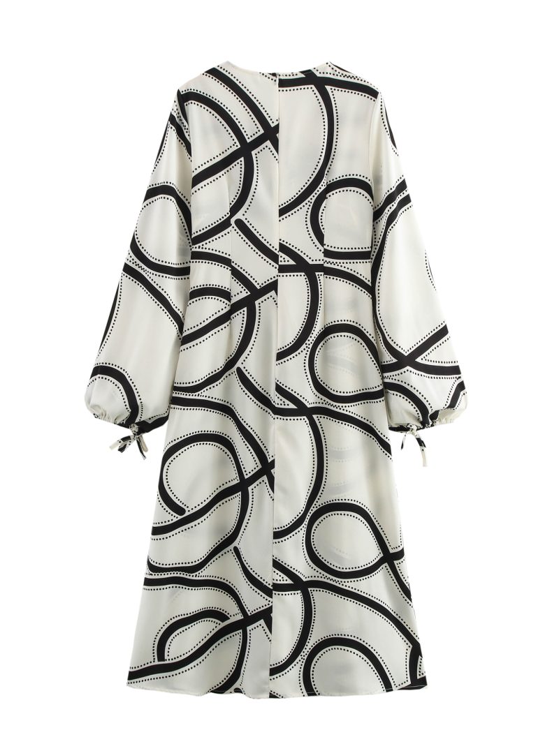 Printed A-Line Long Sleeve Beach Midi Dress - Image 2