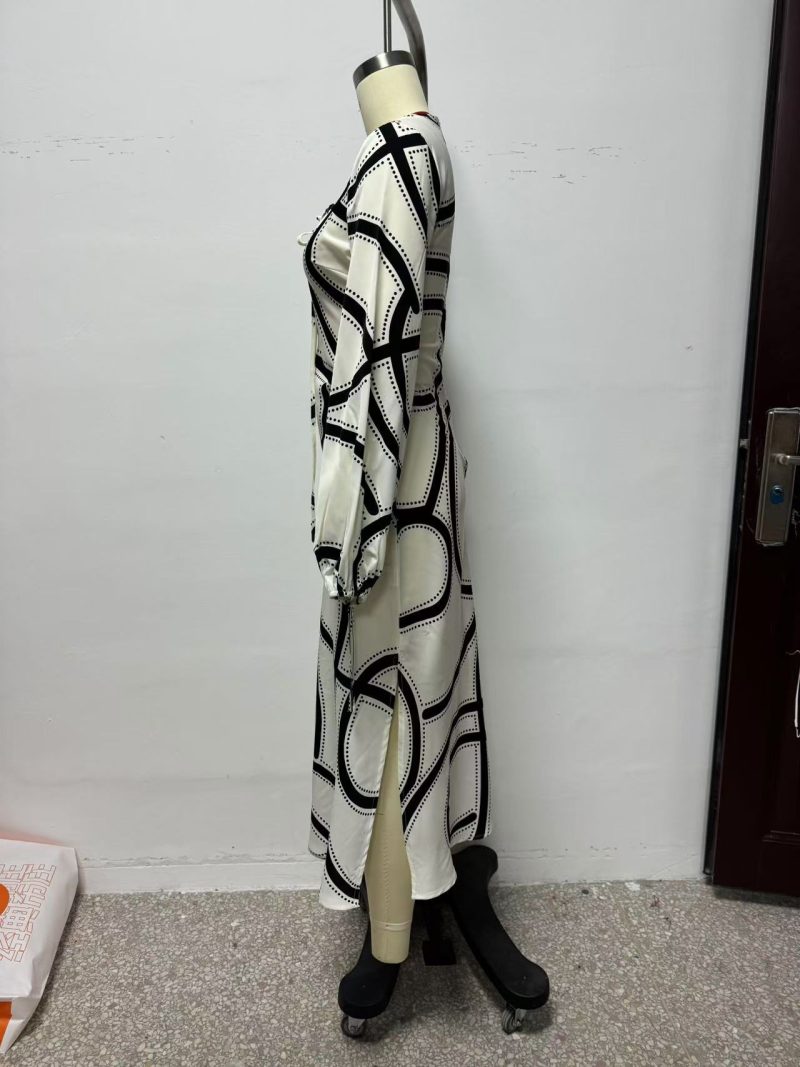 Printed A-Line Long Sleeve Beach Midi Dress - Image 3