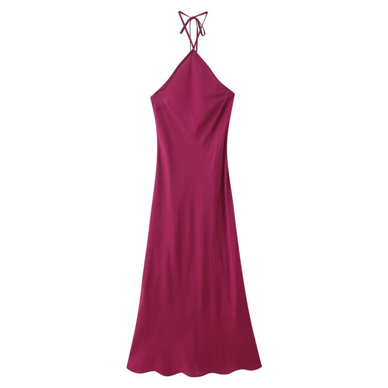 Elegant Silk Satin Halter Underwear Dress