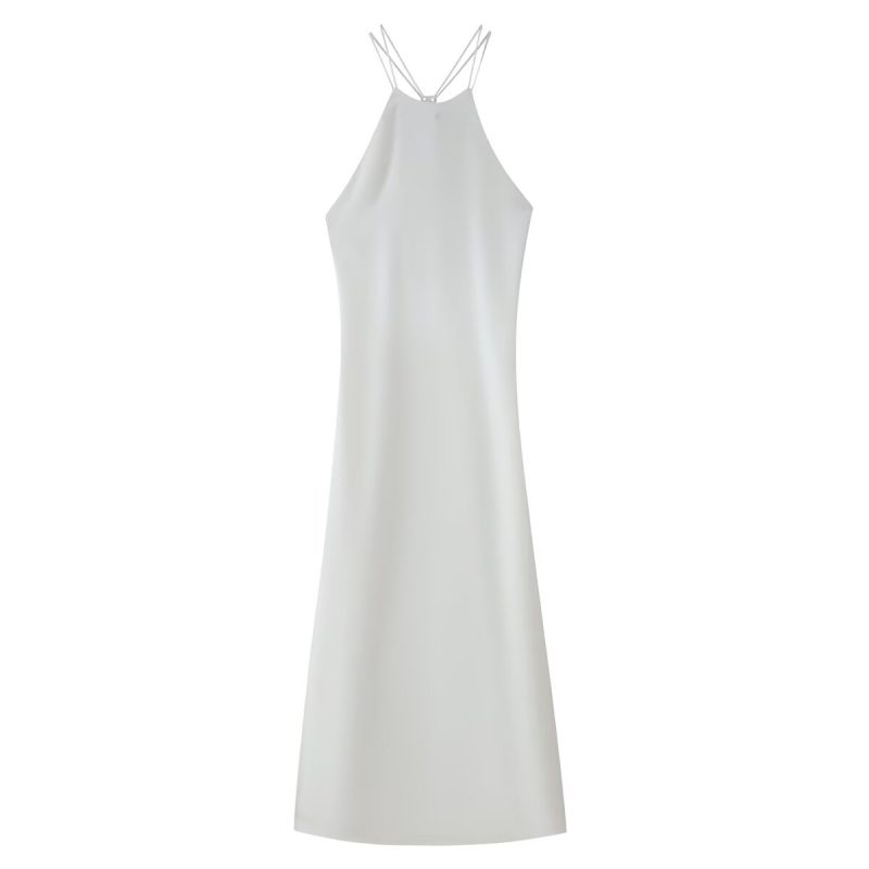 Back Decorative Satin Sling Dress