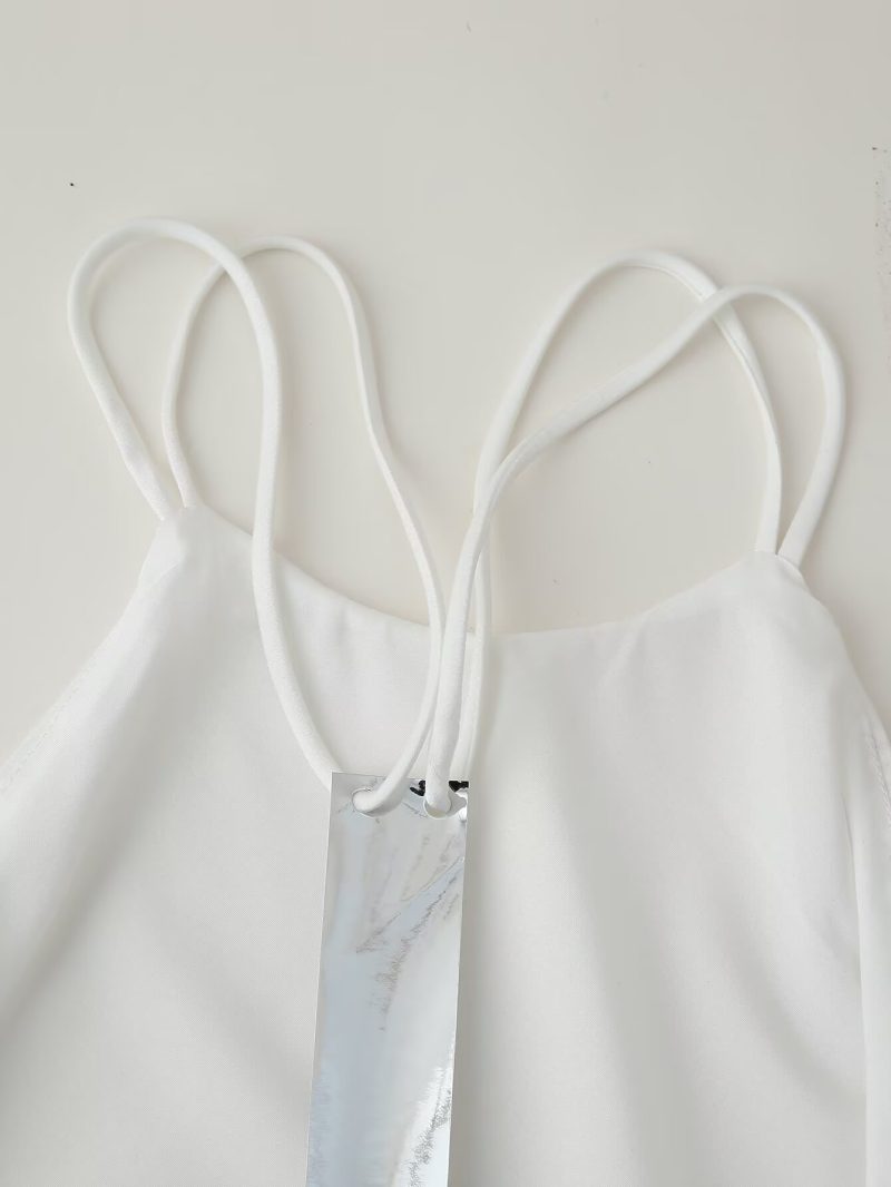 Back Decorative Satin Sling Dress - Image 3