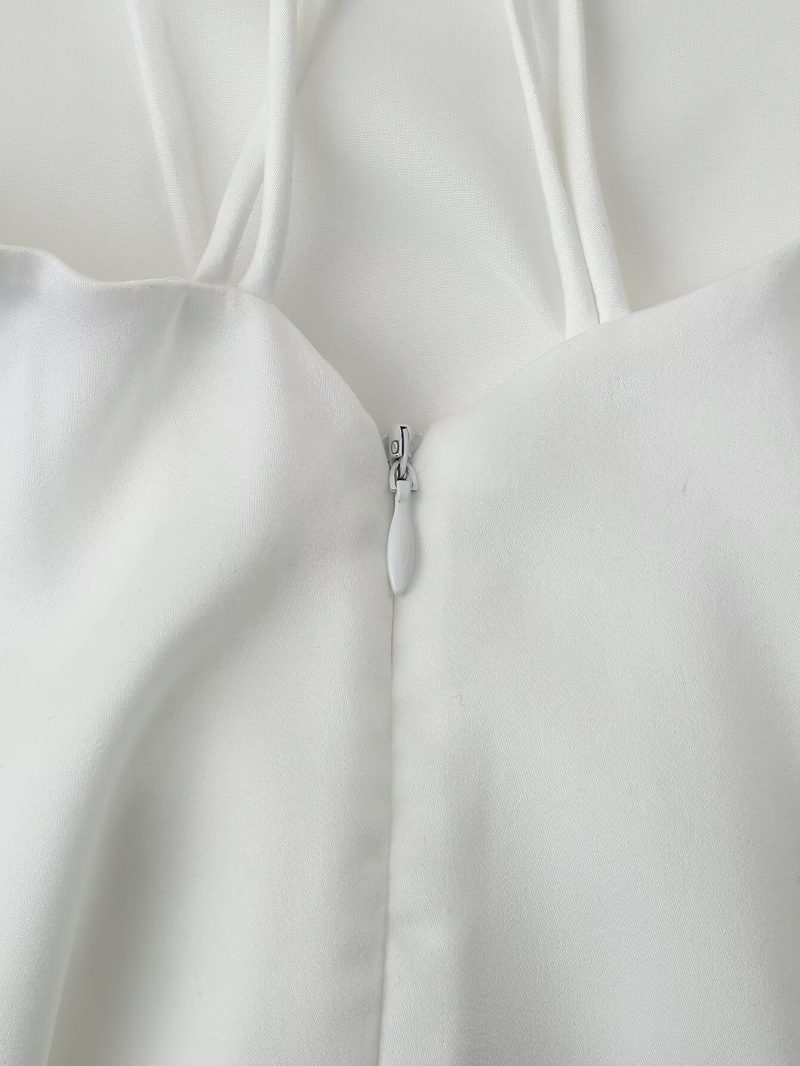 Back Decorative Satin Sling Dress - Image 4