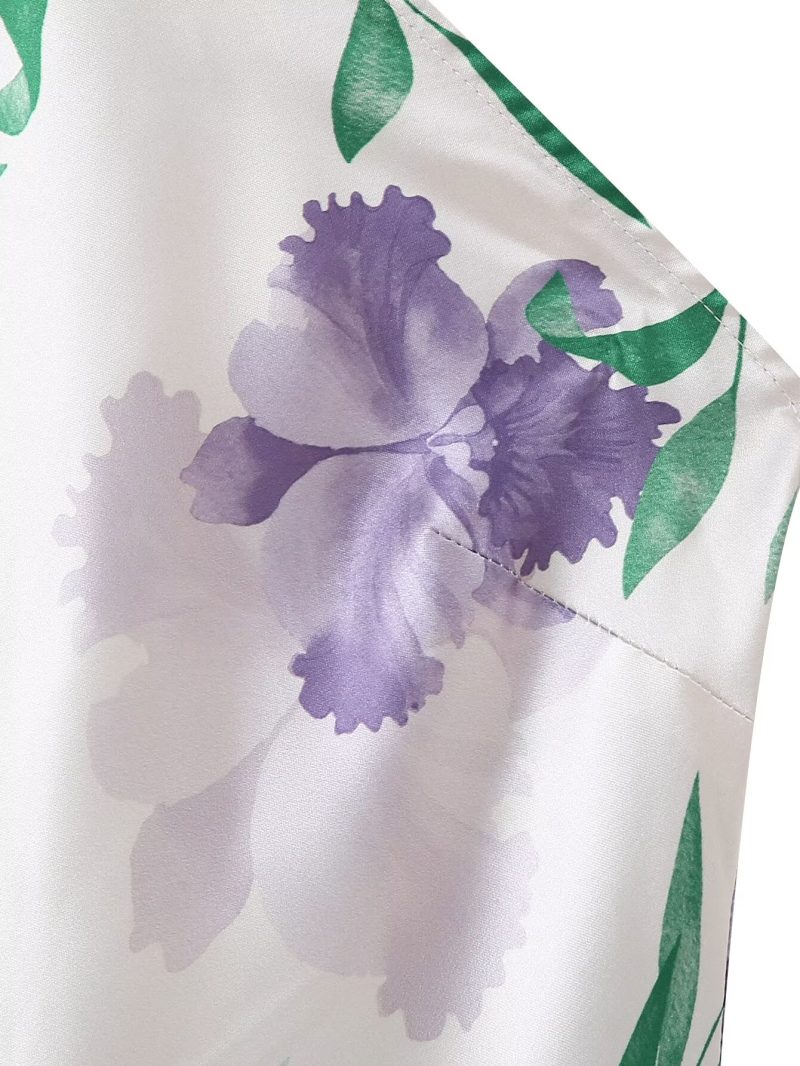 Slim Satin Printed Halter Spring Dress Women - Image 4