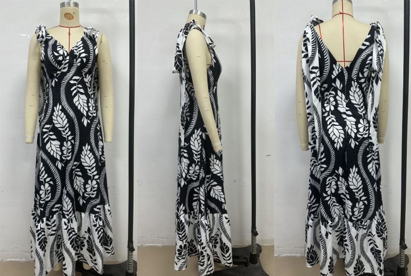 Summer Maxi Dress V-Neck Sleeveless Print - Image 4