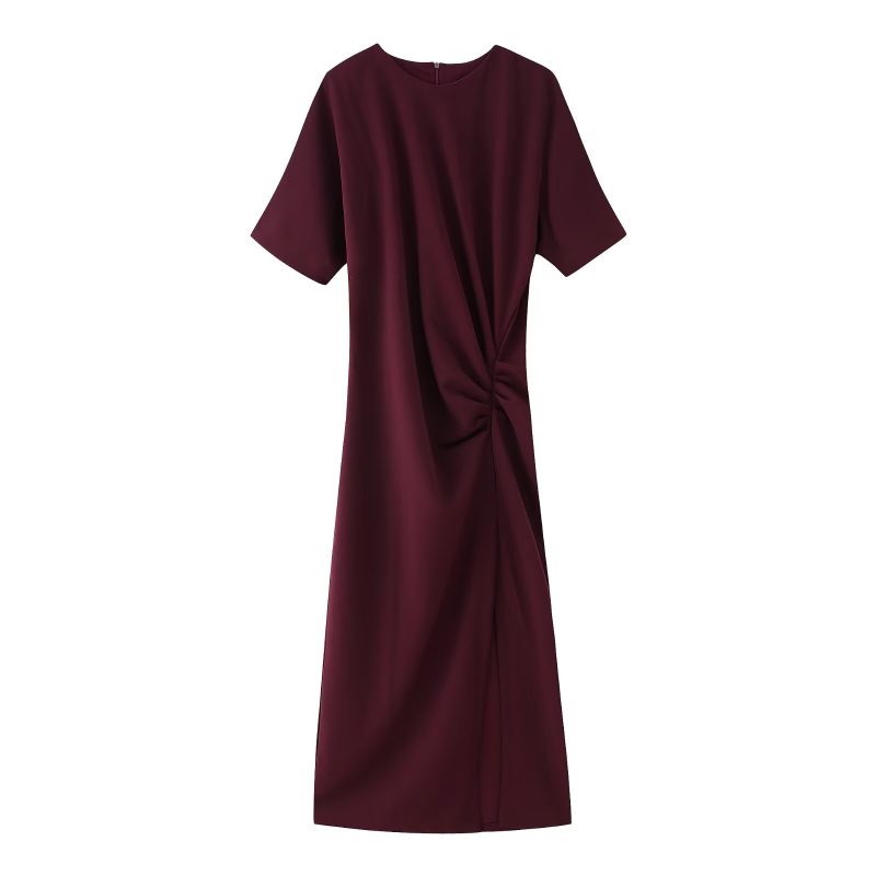 Elegant Spring Pleated Midi Dress for Women - Image 3