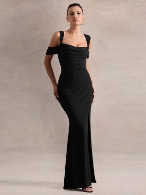 Elegant Slim Fit Suspenders Slit Dress