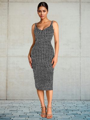 Sexy Backless Drilling Sling Arm Dress
