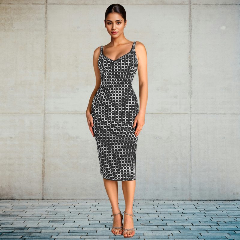 Sexy Backless Drilling Sling Arm Dress