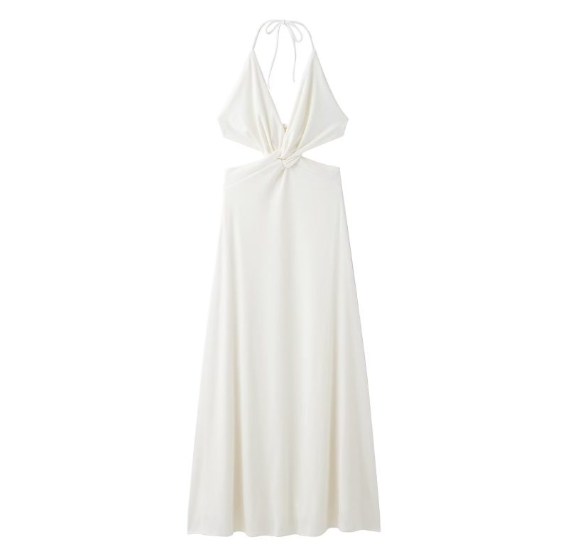 Sexy Deep V Halter Beach Vacation Dress