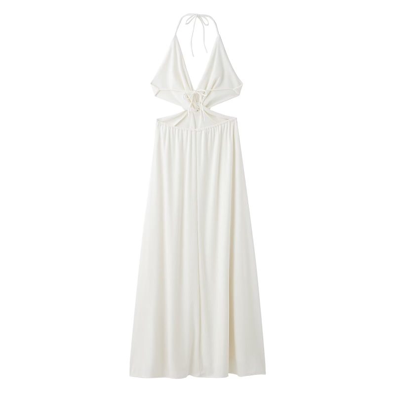 Sexy Deep V Halter Beach Vacation Dress - Image 2