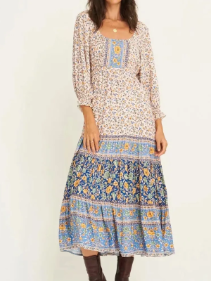 Autumn Long Sleeve Dress with Placement Print