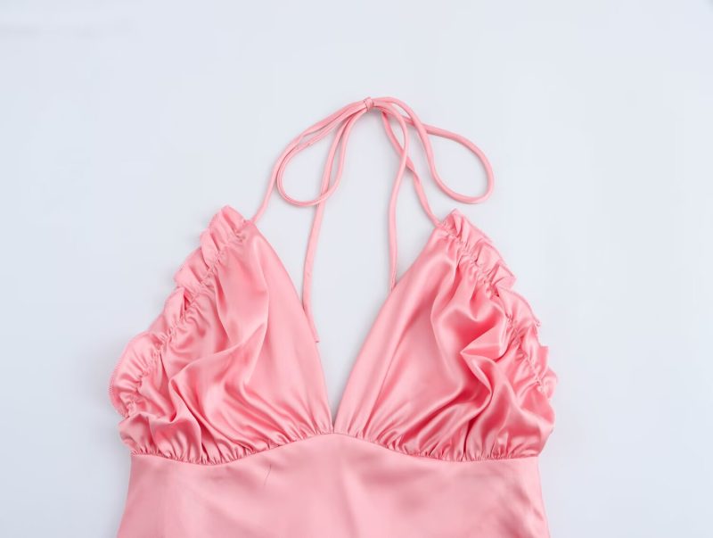 French Design Silk Satin Spring Dress - Image 2