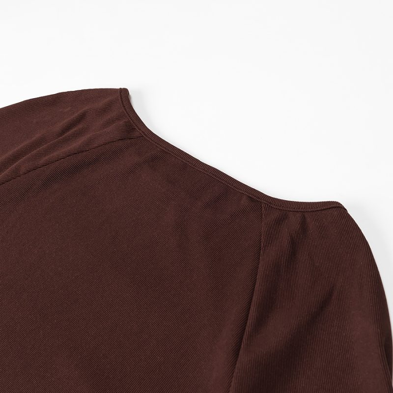 Crew Neck Wooden Ear Slim Hip Knit Maxi Dress - Image 3