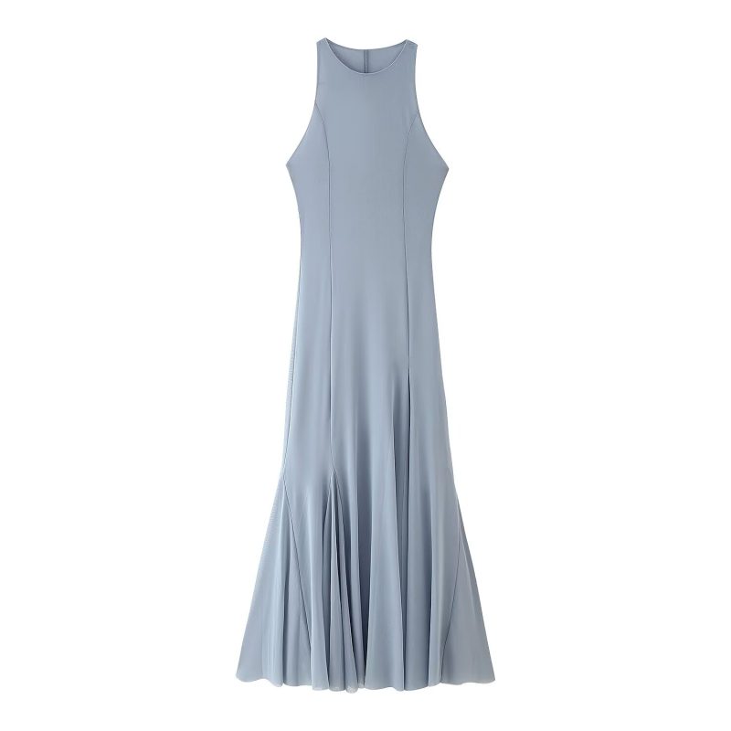 Slim Fit Wide Hem Silk Mesh Midi Dress - Image 2