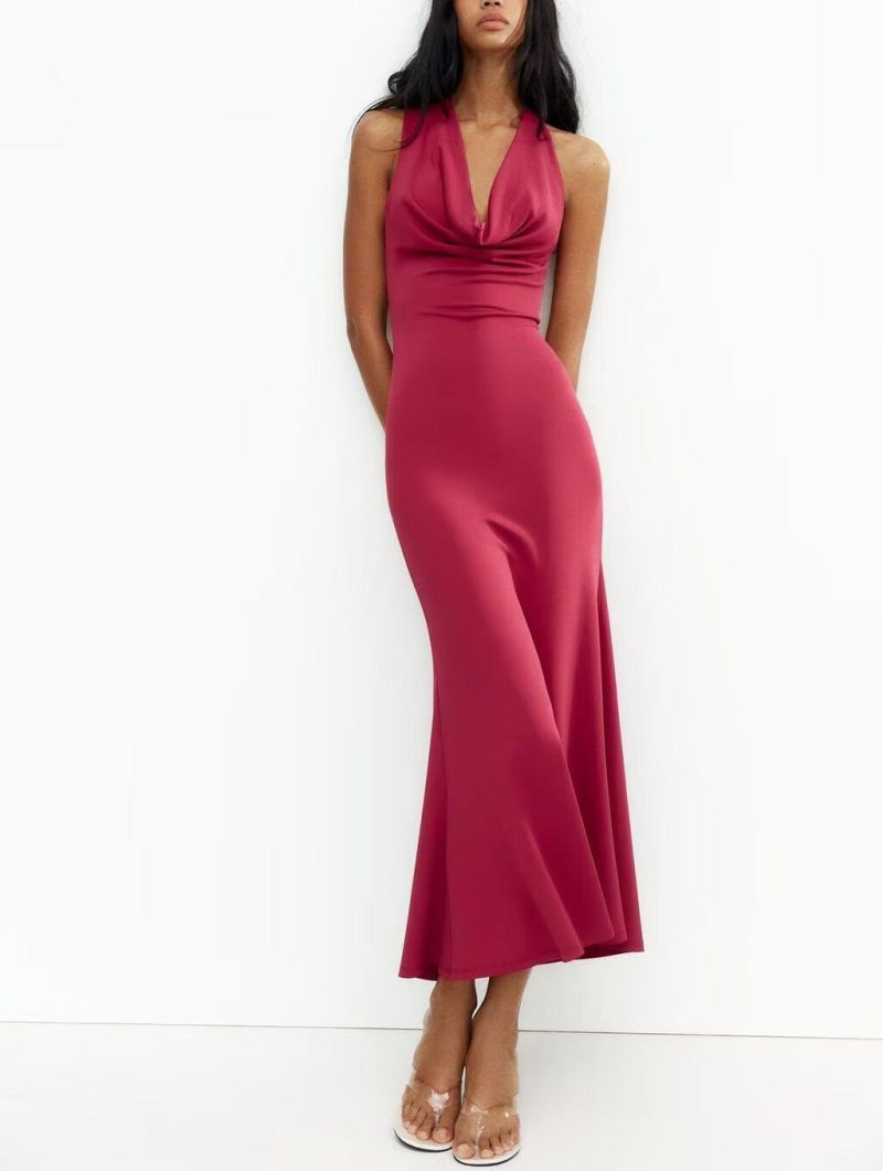 Elegant High-Grade Rose Red Dress