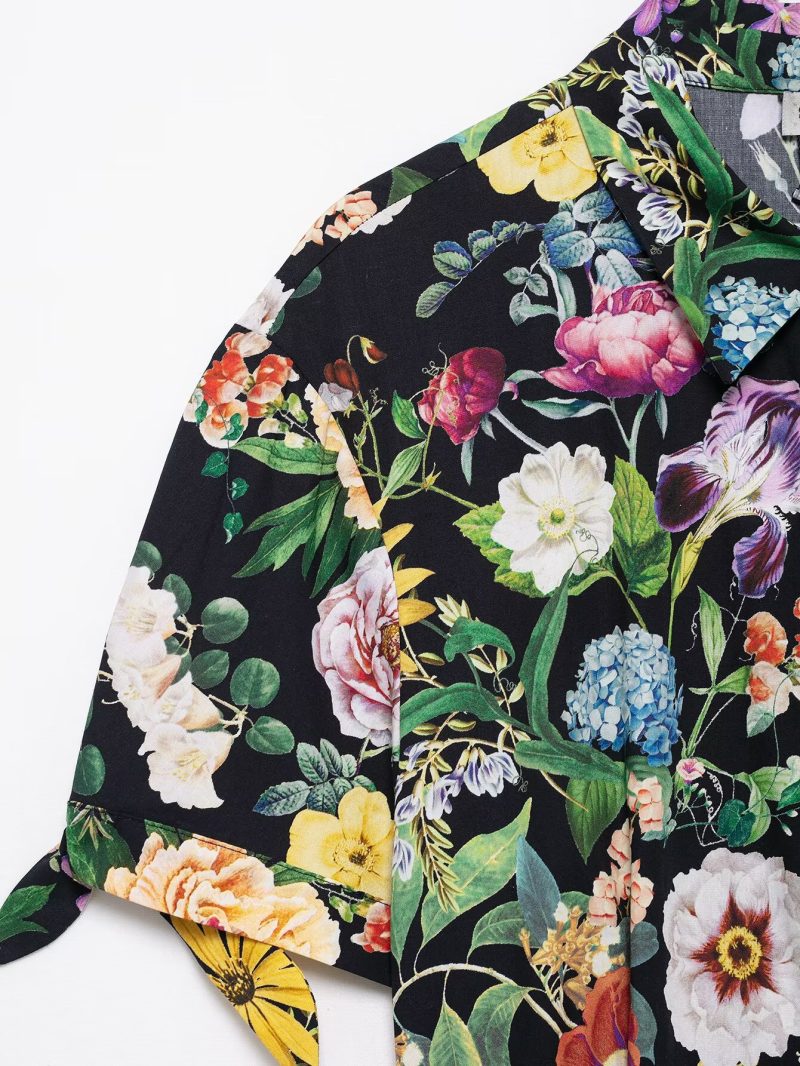 Floral Print Poplin Short Sleeve Midi Dress - Image 2