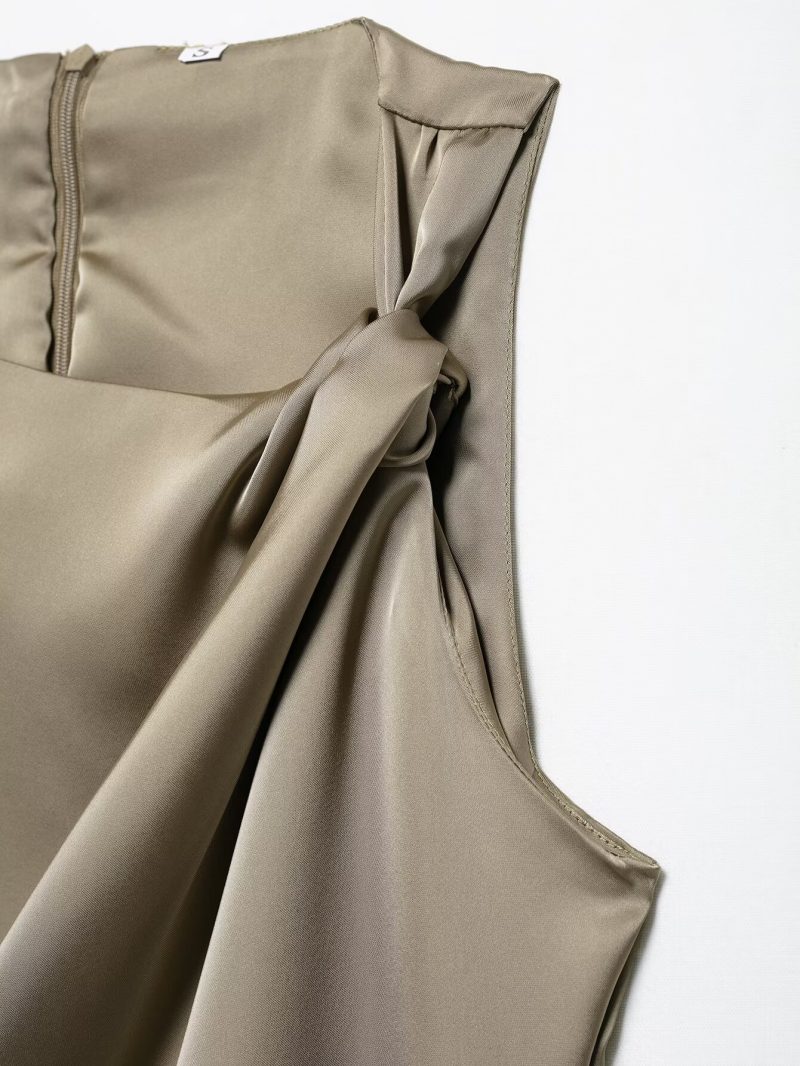 High-Grade Pleated Silk Satin Decorative Dress - Image 4