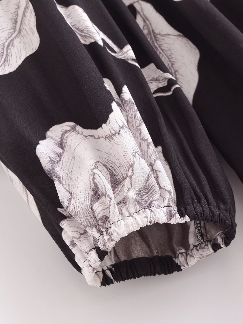 Bohemian Rayon Printed Tassel Loose Long Sleeve Dress - Image 4