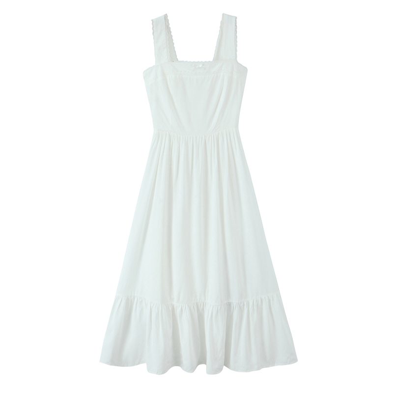 Square Collar Lace Strap Bow Midi Dress - Image 4