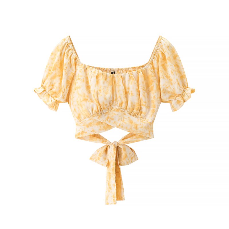 Women’s Printed Tube Top with Lace-Up Design