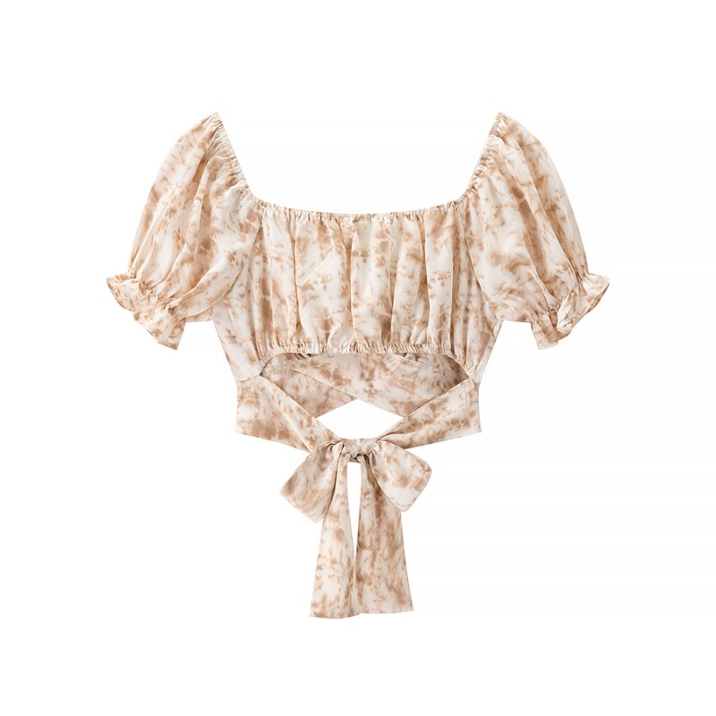 Women’s Printed Tube Top with Lace-Up Design - Image 4