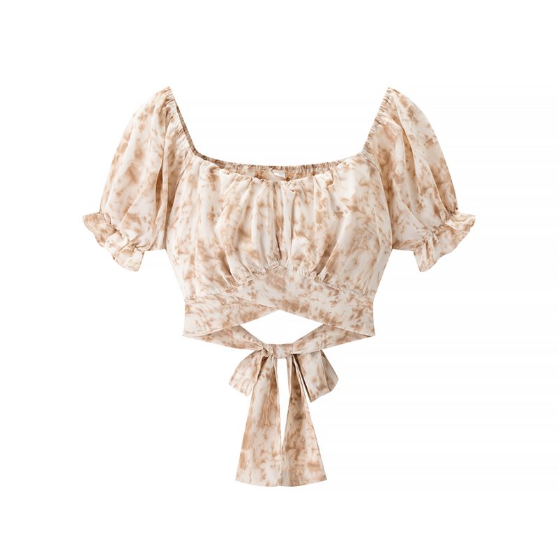 Women’s Printed Tube Top with Lace-Up Design - Image 3