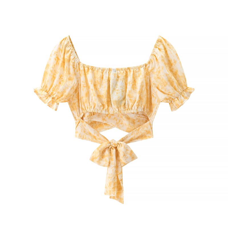 Women’s Printed Tube Top with Lace-Up Design - Image 2
