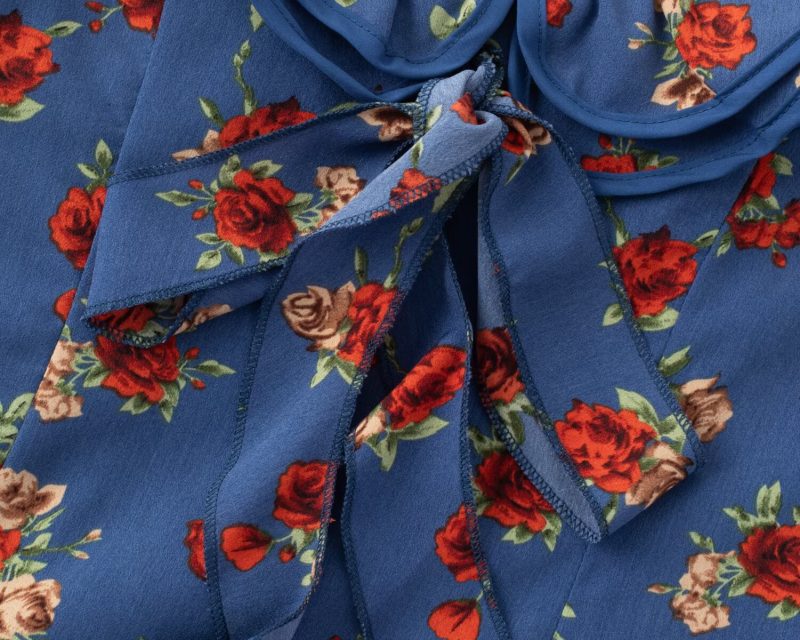 Floral V-Neck Flounce Waist Slimming Dress - Image 4