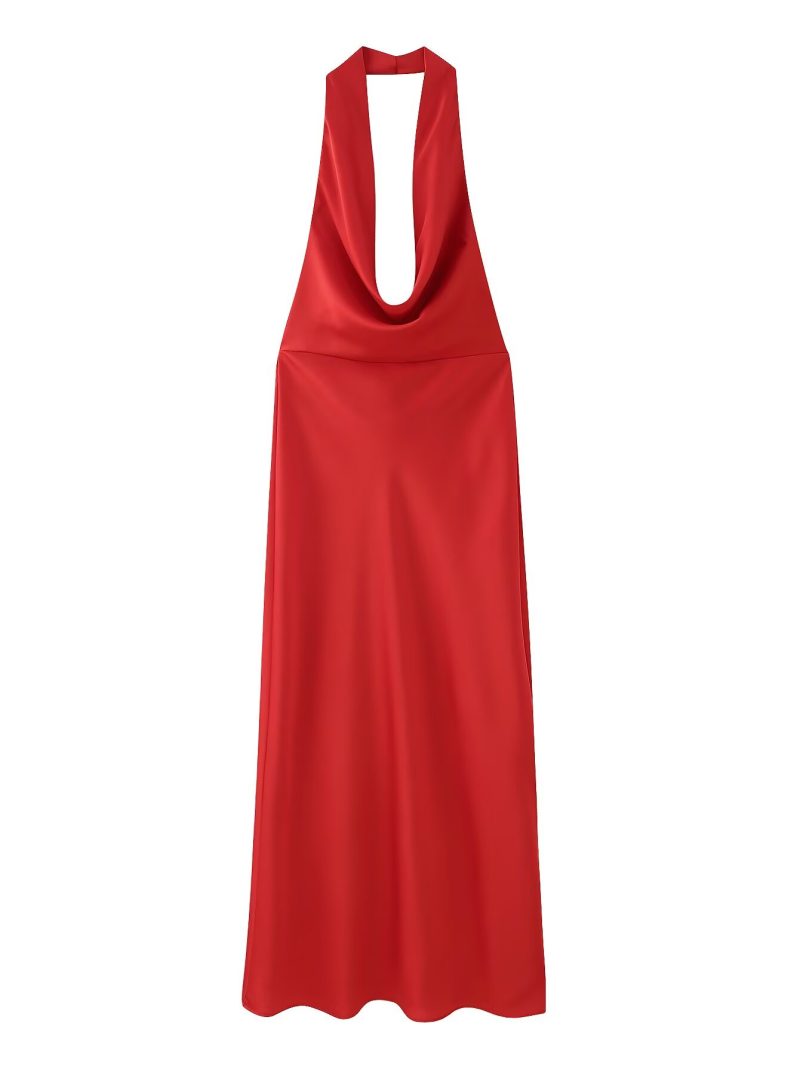 Backless Silk Satin Midi Dress for Summer - Image 3