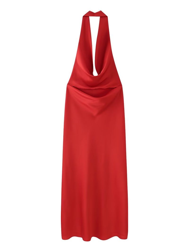 Backless Silk Satin Midi Dress for Summer - Image 4