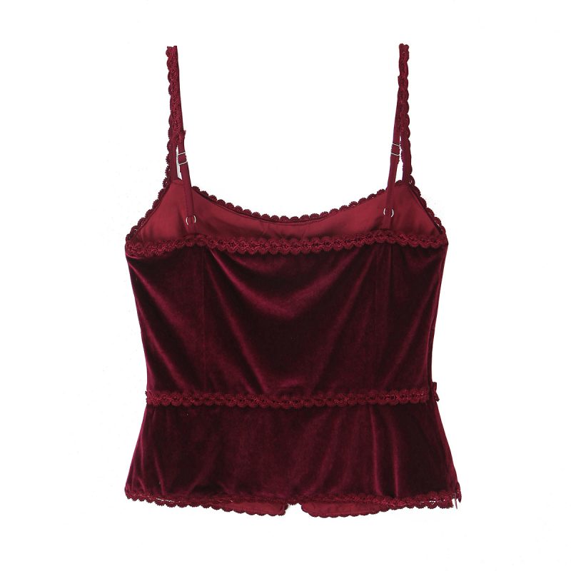 Lace Fastener Velvet Slim Fit Waist Vest - Image 3