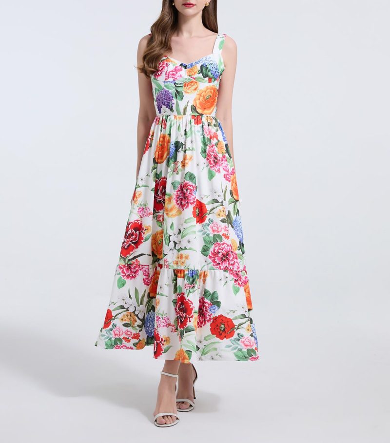 Elegant Summer Print Halter A-Line Dress