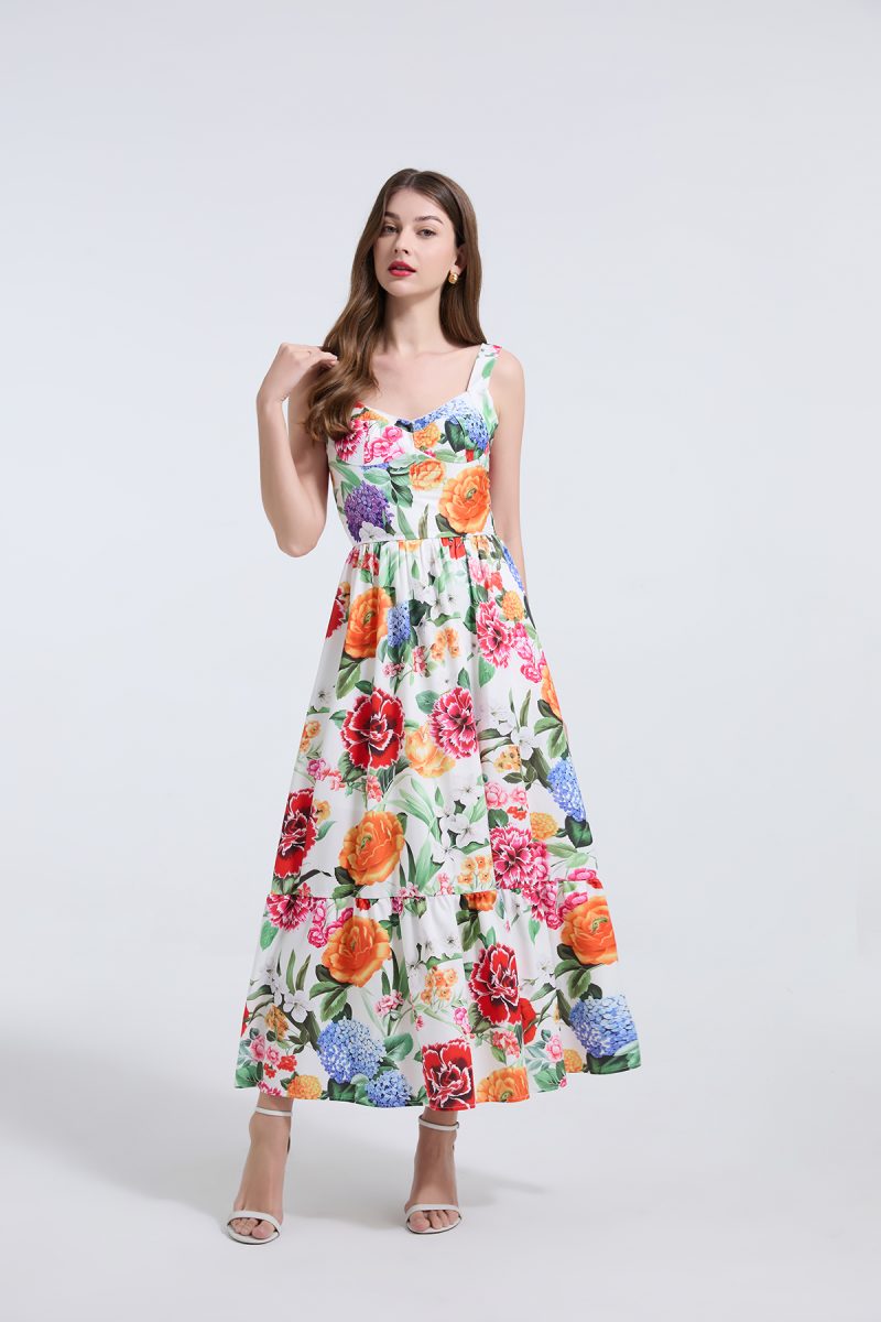 Elegant Summer Print Halter A-Line Dress - Image 2