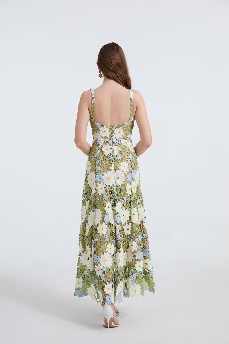 Two-Tone Lace Halter Cutout Swing Dress - Image 2