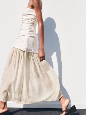 Sexy Strapless Color-Contrast Patchwork Tube Dress