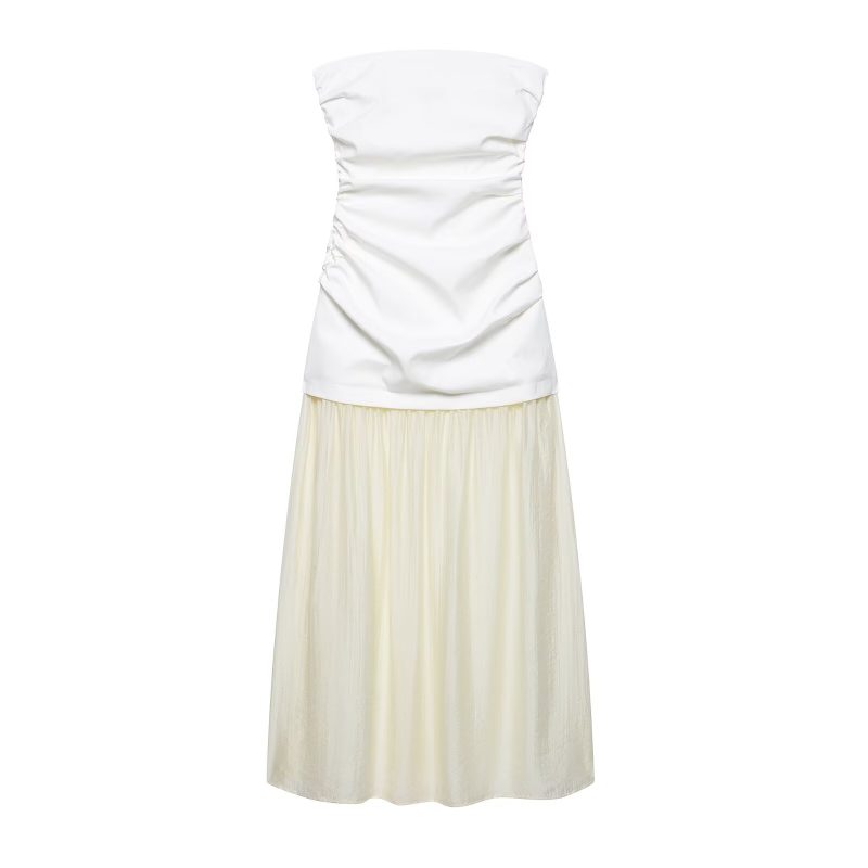 Sexy Strapless Color-Contrast Patchwork Tube Dress - Image 4