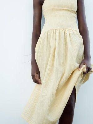 Stylish Textured Midi Sling Dress Women’s Wear
