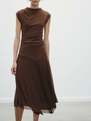 Spring Sleeveless Pleated Silk Net Dress