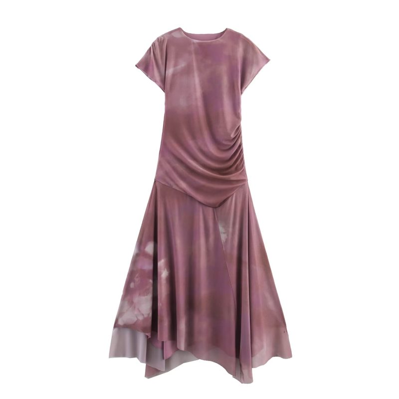 Spring Sleeveless Pleated Silk Net Dress - Image 2