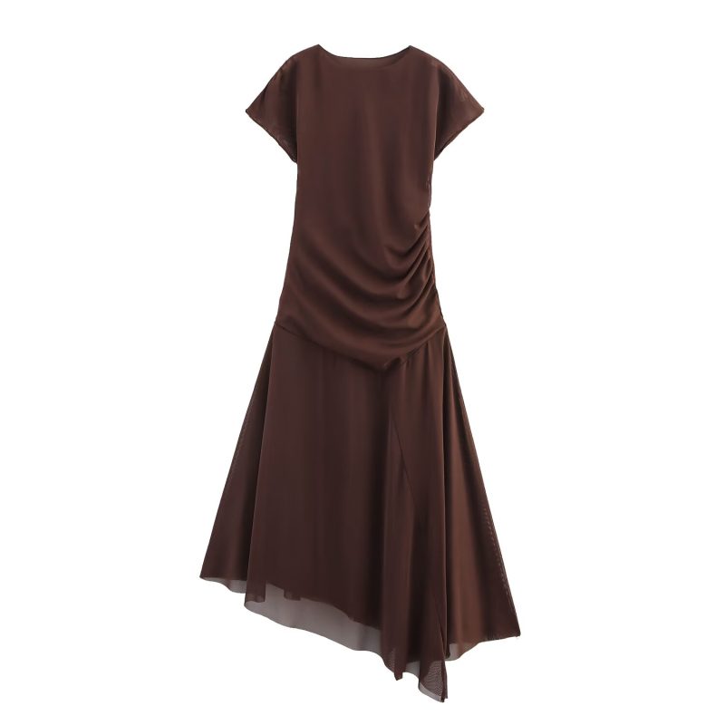 Spring Sleeveless Pleated Silk Net Dress - Image 3