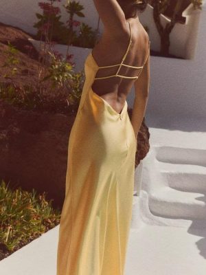 Silk Satin Sleeveless Spring Midi Dress