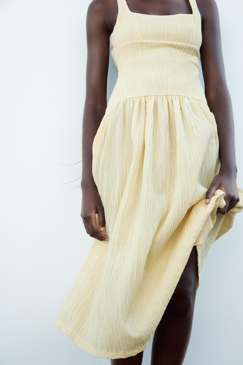 Sweet Tree Pattern Pleated Slim Cami Dress
