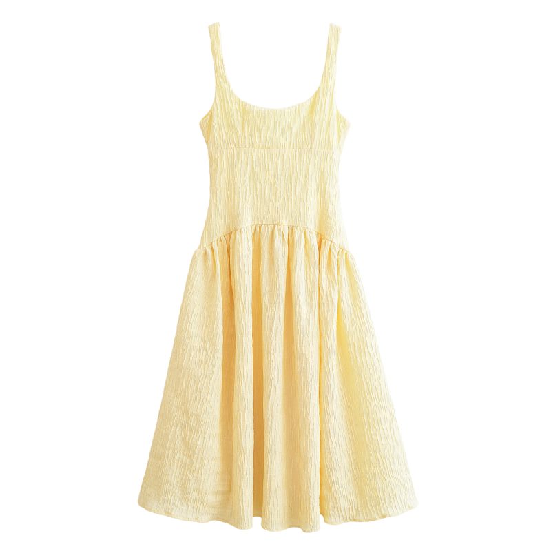 Sweet Tree Pattern Pleated Slim Cami Dress - Image 2