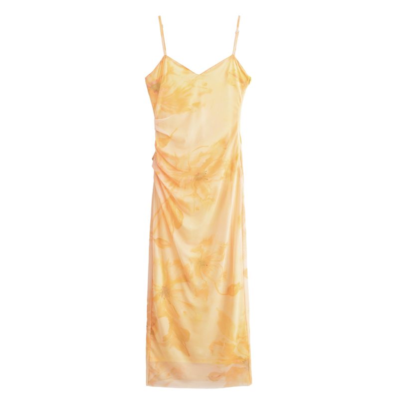 Printed Silk Net Sleeveless Midi Dress - Image 3