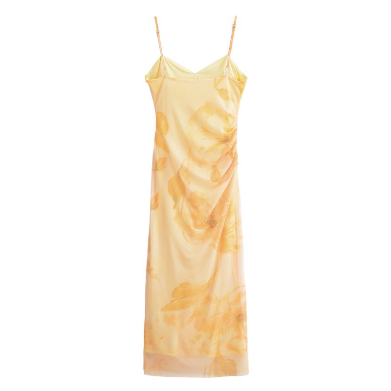 Printed Silk Net Sleeveless Midi Dress - Image 4