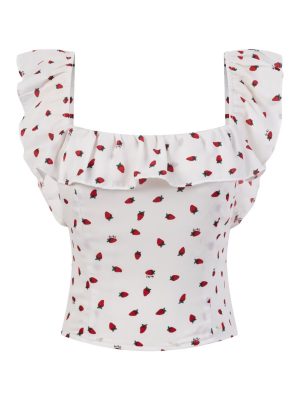 Sexy Slim Fit Sleeveless Strawberry Square Top