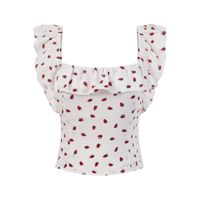 Sexy Slim Fit Sleeveless Strawberry Square Top