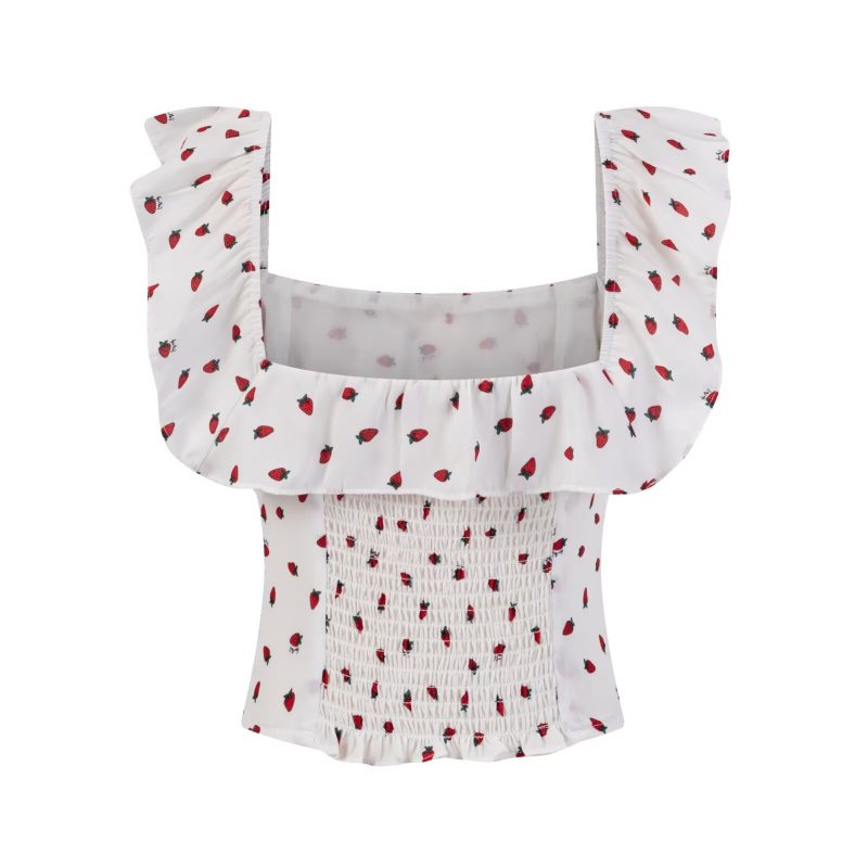 Sexy Slim Fit Sleeveless Strawberry Square Top - Image 2