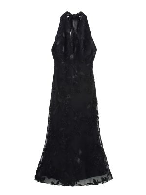Sexy Deep V Plunge Floral Embroidered Dress